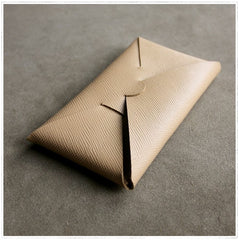 Cute Womens Orange Leather Envelope Wallet Slim Clutch Purse Checkbook Long Wallet for Women