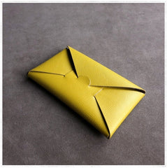 Cute Womens Light Yellow Leather Envelope Wallet Slim Clutch Purse Checkbook Long Wallet for Women