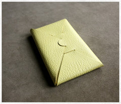 Cute Womens Light Yellow Leather Envelope Wallet Slim Clutch Purse Checkbook Long Wallet for Women