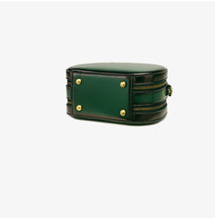 Cute Womens Green Leather Half Round Crossbody Purse Handbag Round Green Shoulder Bag for Women