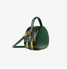 Cute Womens Black Leather Half Round Crossbody Purse Handbag Round Black Shoulder Bag for Women