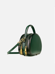 Cute Womens Black Leather Half Round Crossbody Purse Handbag Round Black Shoulder Bag for Women