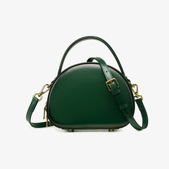 Cute Womens Black Leather Half Round Crossbody Purse Handbag Round Black Shoulder Bag for Women