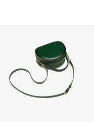 Cute Womens Black Leather Half Round Crossbody Purse Handbag Round Black Shoulder Bag for Women