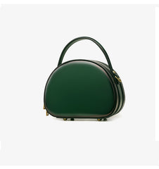 Cute Womens Black Leather Half Round Crossbody Purse Handbag Round Black Shoulder Bag for Women