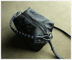 Cute Womens Black Camouflage NYLON Handbag Purse Cube NYLON Shoulder Bag Crossbody Purse for Ladies