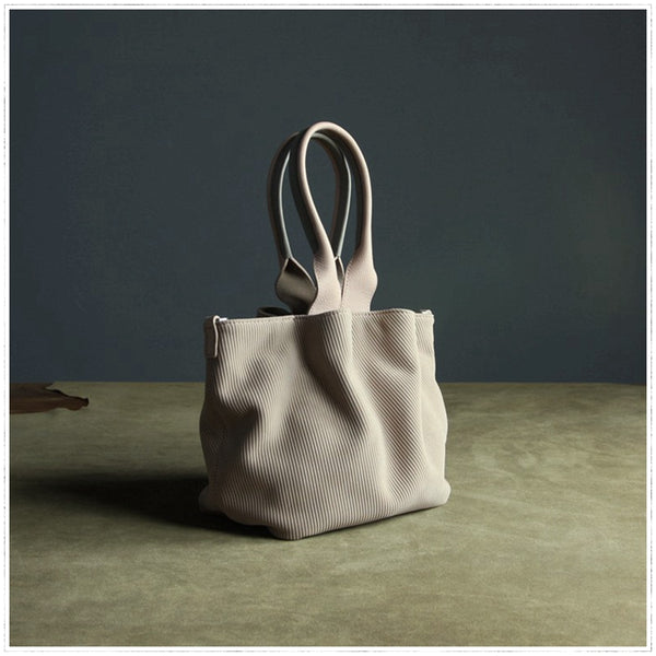 Cute Womens Khaki Polyester Bucket Handbag Purse - Back View