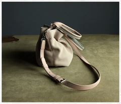 Cute Womens Khaki Polyester Bucket Handbag Purse Barrel Polyester Shoulder Bag Crossbody Purse for Ladies