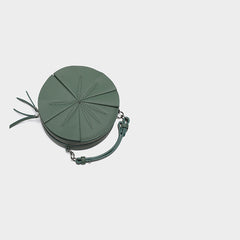 Cute Womens Leather Barrel Handbag Purse Green Crossbody Purse Bucket Round Shoulder Bag for Women