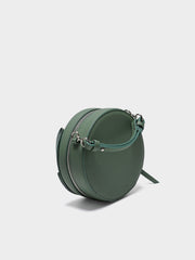 Cute Womens Leather Barrel Handbag Purse Green Crossbody Purse Bucket Round Shoulder Bag for Women