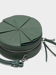 Cute Womens Leather Barrel Handbag Purse Green Crossbody Purse Bucket Round Shoulder Bag for Women