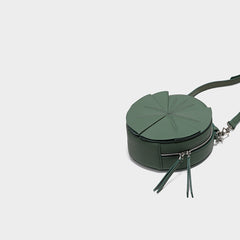Cute Womens Leather Barrel Handbag Purse Green Crossbody Purse Bucket Round Shoulder Bag for Women