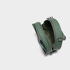 Cute Womens Leather Barrel Handbag Purse Green Crossbody Purse Bucket Round Shoulder Bag for Women