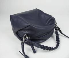 Cute Womens Dark Blue Leather Handbag Purse Cube Leather Shoulder Bag Crossbody Purse for Ladies