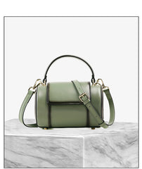 Cute Womens Light Green Leather Barrel Crossbody Purse Round Bucket Handbag Green Shoulder Bag for Women