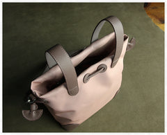 Cute Womens Khaki NYLON Bucket Handbag Purse Barrel NYLON Shoulder Bag Crossbody Purse for Ladies