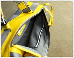 Cute Womens Gray&Yellow NYLON Handbag Purse Cube NYLON Shoulder Bag Crossbody Purse for Ladies