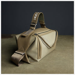 Cute Womens Khaki NYLON Handbag Purse Cube NYLON Shoulder Bag Crossbody Purse for Ladies