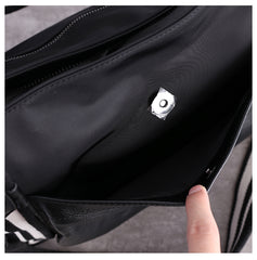 Cute Womens Nylon Leather Handbags Briefcase Mens Black Nylon 14'' Laptop Shoulder Purse for Ladies