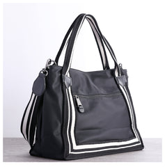 Cute Womens Nylon Leather Handbags Briefcase Mens Black Nylon 14'' Laptop Shoulder Purse for Ladies