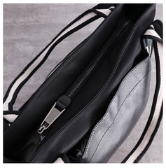 Cute Womens Nylon Leather Handbags Briefcase Mens Black Nylon 14'' Laptop Shoulder Purse for Ladies