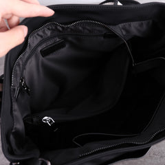 Cute Womens Nylon Leather Handbags Briefcase Mens Black Nylon 14'' Laptop Shoulder Purse for Ladies