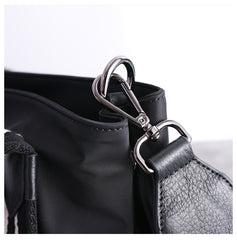 Cute Womens Nylon Leather Handbags Briefcase Mens Black Nylon 14'' Laptop Shoulder Purse for Ladies