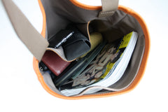 Cute Womens Orange Leather Shoulder Tote Bag Best Tote Handbag Shopper Bag Purse for Ladies