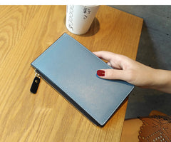Cute Womens Patchwork Black Leather Card Wallet Card Clutch Wallet Zip Card Holder Wallet for Women