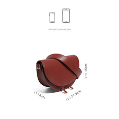 Cute Womens Khaki Leather Saddle Round Handbag Shoulder Bag Round Crossbody Purse for Women