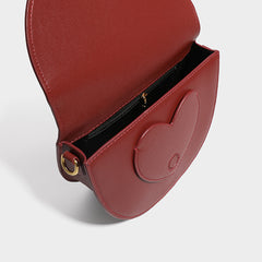 Cute Womens Khaki Leather Saddle Round Handbag Shoulder Bag Round Crossbody Purse for Women