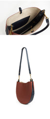 Cute Womens Black Leather Saddle Round Shoulder Bag Round Crossbody Purse for Women