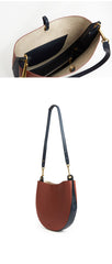 Cute Womens Red Leather Saddle Round Shoulder Bag Round Crossbody Purse for Women