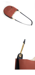 Cute Womens Black Leather Saddle Round Shoulder Bag Round Crossbody Purse for Women