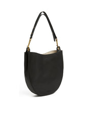 Cute Womens Black Leather Saddle Round Shoulder Bag Round Crossbody Purse for Women