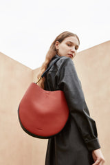 Cute Womens Black Leather Saddle Round Shoulder Bag Round Crossbody Purse for Women