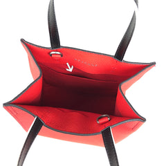 Cute Womens Red Leather Tote Bag Best Tote Handbag Small Shopper Bag Purse for Ladies