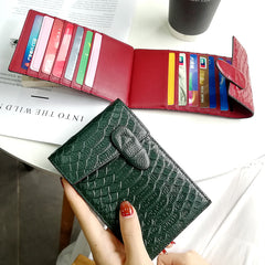 Cute Womens Snake Pattern Red Leather Card Wallets Card Clutch Card Holder Wallet for Women