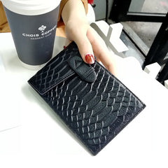 Cute Womens Snake Pattern Black Leather Card Wallets Card Clutch Card Holder Wallet for Women