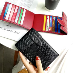 Cute Womens Snake Pattern Red Leather Card Wallets Card Clutch Card Holder Wallet for Women