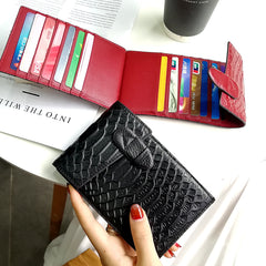 Cute Womens Snake Pattern Pink Leather Card Wallets Card Clutch Card Holder Wallet for Women