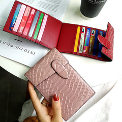 Cute Womens Snake Pattern Red Leather Card Wallets Card Clutch Card Holder Wallet for Women