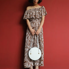 Cute Womens White Leather Round Side Purse Round White Shoulder Bag for Women