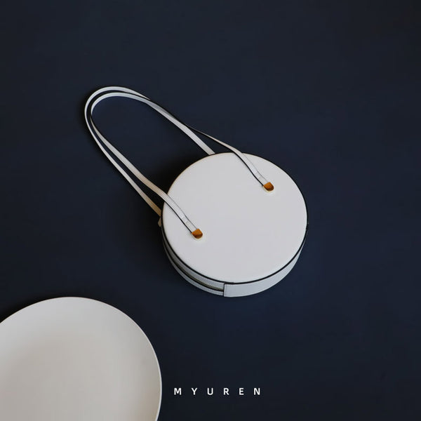 Cute Womens White Leather Round Side Purse Round White Shoulder Bag for Women RB02181017
