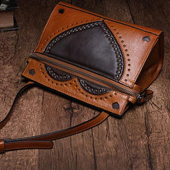 Cute Coffee WOmens Leather Heart Satchel Bags Brown Leather Shoulder Bag Purse for Ladies