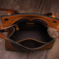 Cute Black WOmens Leather Heart Satchel Bags Brown Leather Shoulder Bag Purse for Ladies