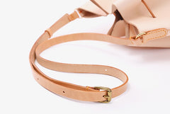 Cute Handmade Leather Womens Bucket Shoulder Bag Barrel Crossbody Purse for Women