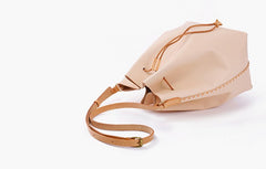 Cute Handmade Leather Womens Bucket Shoulder Bag Barrel Crossbody Purse for Women