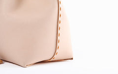 Cute Handmade Leather Womens Bucket Shoulder Bag Barrel Crossbody Purse for Women