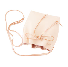 Cute LEATHER Beige Bucket Bag WOMENs SHOULDER BAG Purses FOR WOMEN